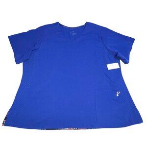 Vera Bradley Womens Scrub Top Bright Blue Nettie V-Neck Plus Size 3X New w/ Tags